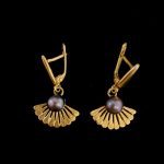 Ag jewellery auskarai „Vėduoklė“ su perlais