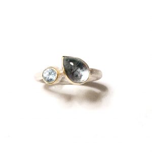 Aura Jewellery žiedas „Aquamarine&topaz’